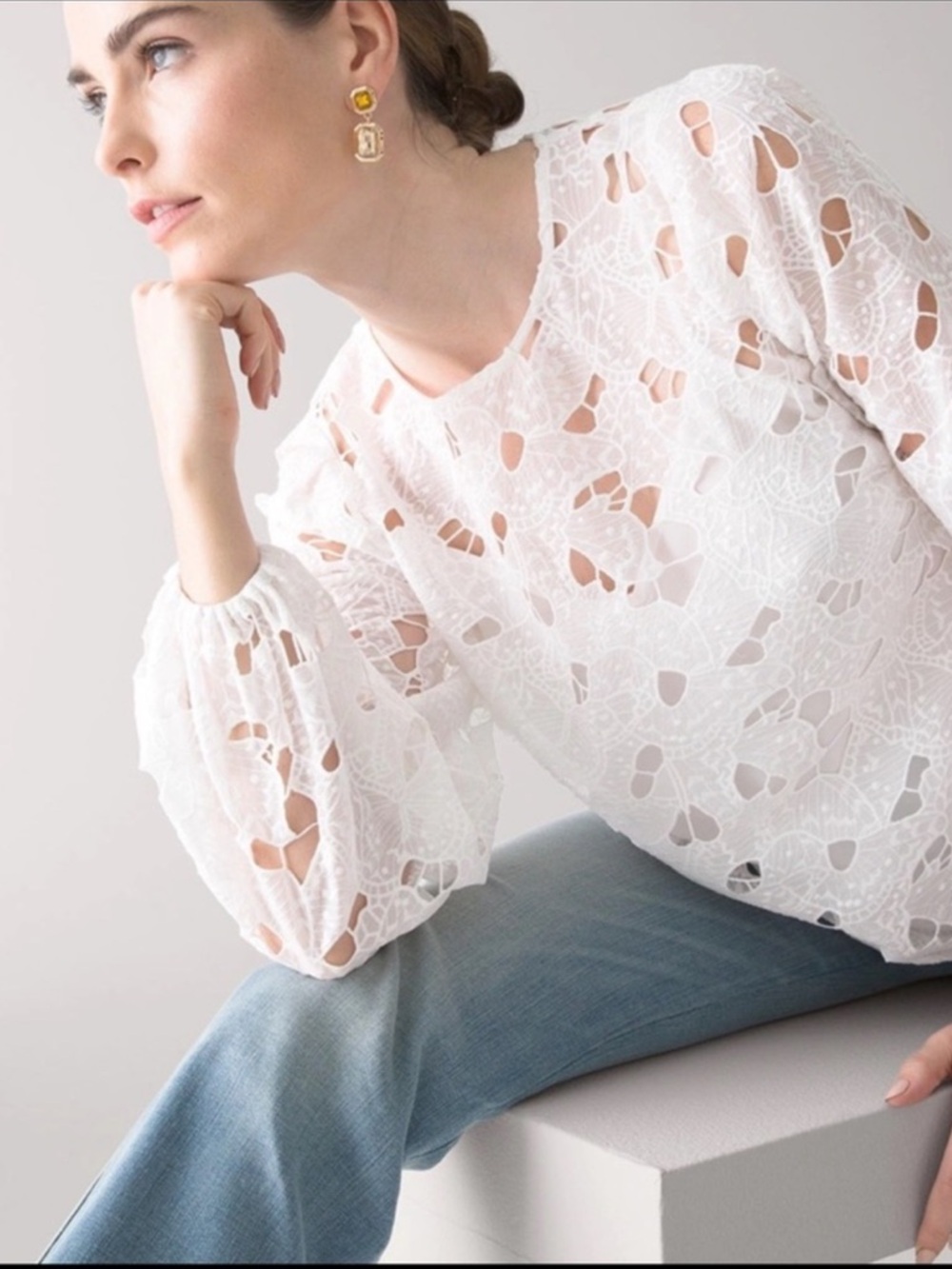 NWT WHBM Embroidered Butterfly Top